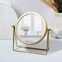 Зеркало настольное круглое 20,3*20,5*5,7см d14,5см металл золотое (36)