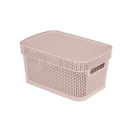 Корзина для хранения 5л 281*185*139мм пластик Ajur бежевый топаз с крышкой (10)