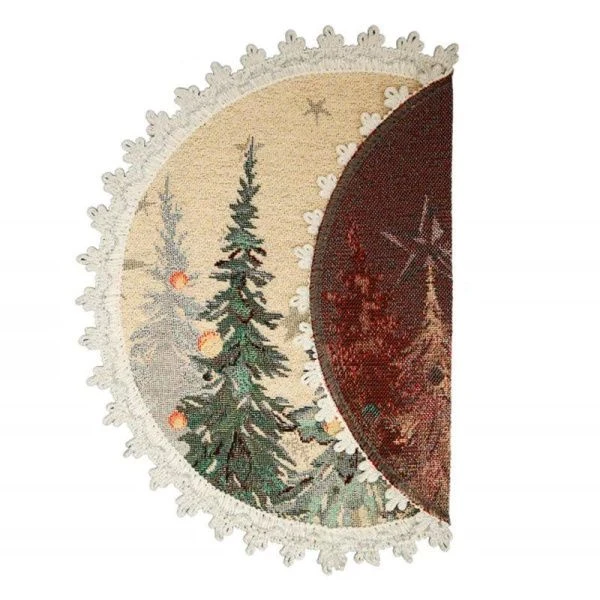 Салфетки новогодние набор 2шт 27см гобелен ЕЛИ ТИВОЛИ серебряный люрекс