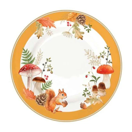 Тарелки мелкие набор 4шт 19см фарфор Autumn Breeze Белка и грибы белая десертные EL-R0924/AUBR (6)