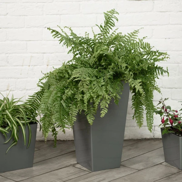 Горшок для цветов 19,4л 250*250*470мм пластик London Cube вулканический серый c дренажной вставкой