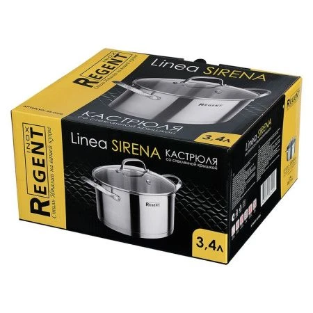 Кастрюля 3,4л h11см нерж.сталь Sirena со стекл.крышкой 20см 65-0320 (6)