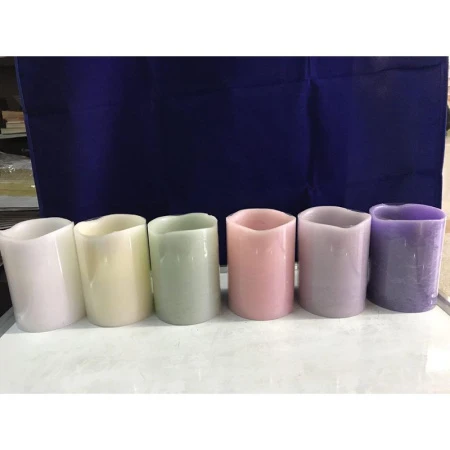 Свеча светодиодная мерцающая пластик H10см D7,5см (на батарейках) 6 цветов JC-12272 (60)