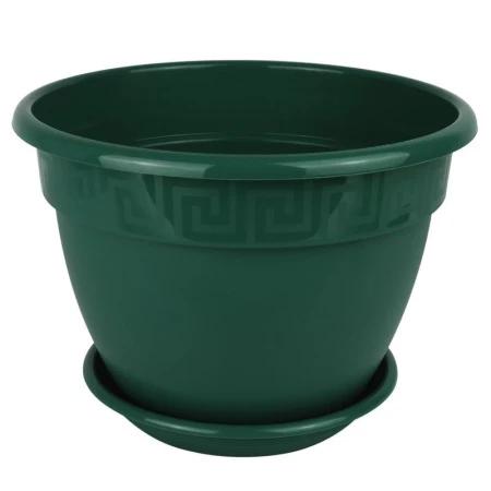Горшок цветочный 3,6л d22см пластик АНТИК с поддоном малахит 5PL0022 (35)