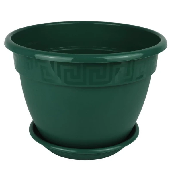 Горшок цветочный 1,6л d17см пластик АНТИК с поддоном малахит 5PL0006 (35)