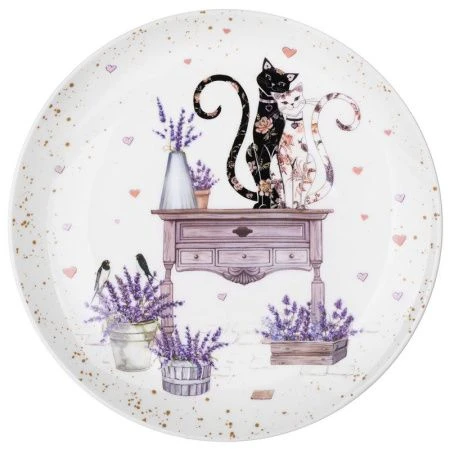 Тарелки мелкие набор 2шт 20,5*2см фарфор ЛАВАНДОВЫЕ КОТЫ десертные (18)
