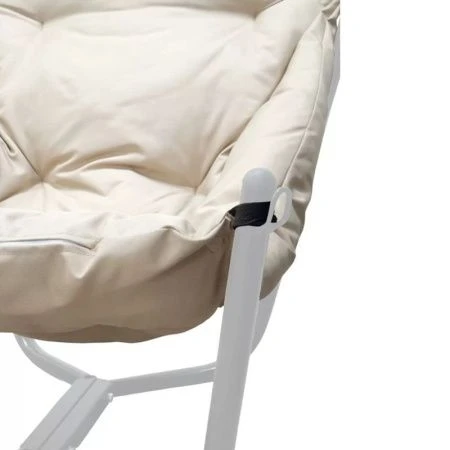 Кресло ЧИЛ металл белый, бежевая подушка 72*85*80см