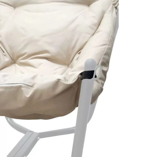Кресло ЧИЛ металл белый, бежевая подушка 72*85*80см