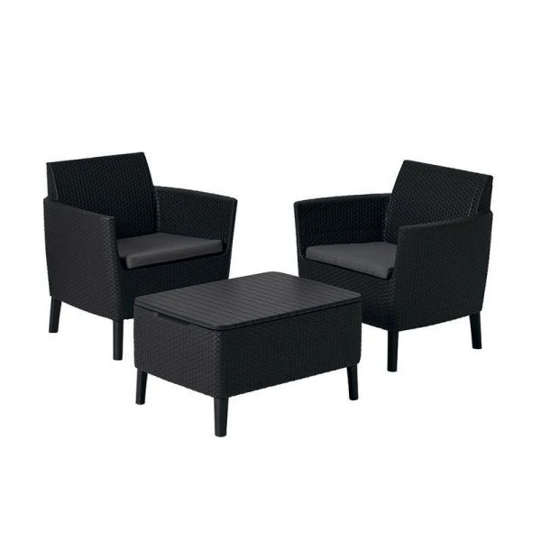 Набор мебели пластик Salemo balcony set (2 кресла, стол) графит (1)