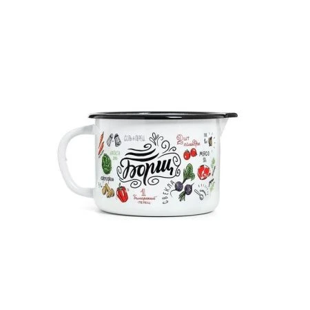 Кружка 1л эмаль БОРЩ со сливным носиком (8)