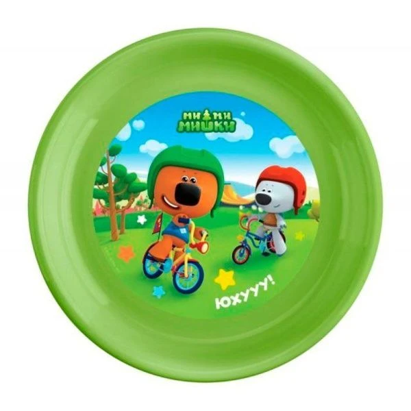Тарелка детская мелкая 18,5см пластик МИ-МИ-МИШКИ Зеленый плоская (30)