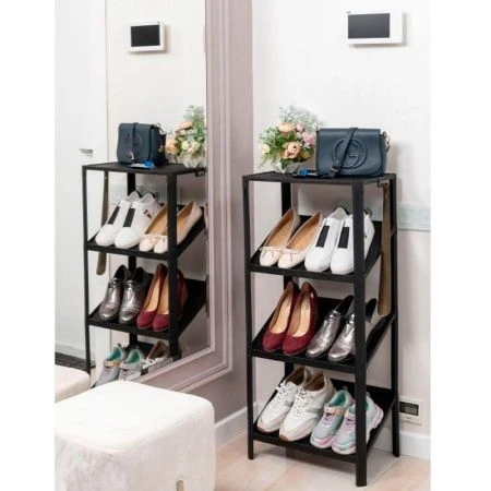 Полка для обуви 4 секции пластик VIKEA 445*295*1005мм черный (1)