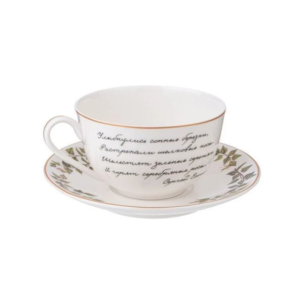 Чайный набор 2пр фарфор БЕРЁЗКИ на 1 персону 300мл подар.уп. (24)