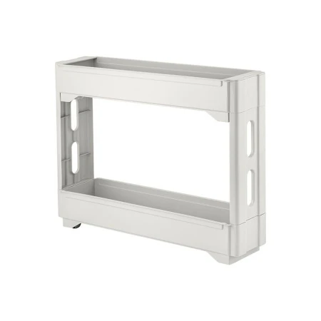 Этажерка прямая 2 секции 53,7*13,3*45см пластик Keeplex Regular на колесиках белое облако (6)