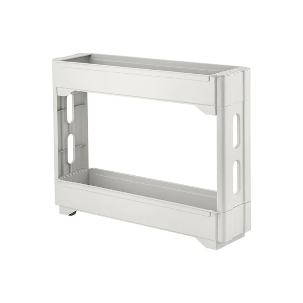 Этажерка прямая 2 секции 53,7*13,3*45см пластик Keeplex Regular на колесиках белое облако (6)