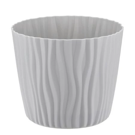 Кашпо 8л d250мм пластик ВОЛНА серый с вкладышем (8)