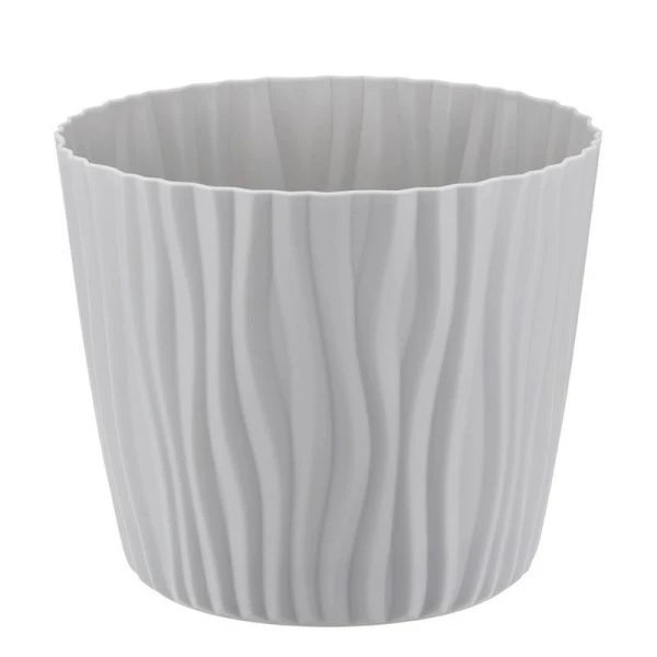 Кашпо 2л d160мм пластик ВОЛНА серый с вкладышем (12)