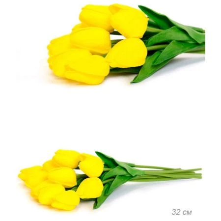 Цветы искусственные Тюльпан желтый 32см латекс 18-4/10 (10/120/1440)