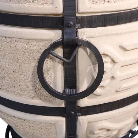 Тандыр 82л глина Поручик с поворотной крышкой, термометром, с подставкой (1)