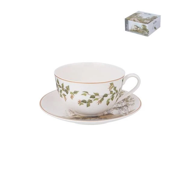 Чайный набор 2пр фарфор БЕРЁЗКИ на 1 персону 300мл подар.уп. (24)