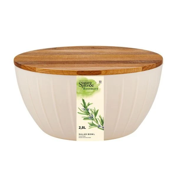 Салатник 2,8л пластик/дерево Rosemary с крышкой (6)