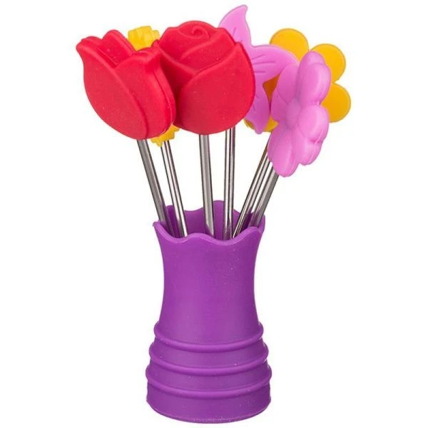 Набор для канапе пластик (подставка с 6 вилочками) (24/144)