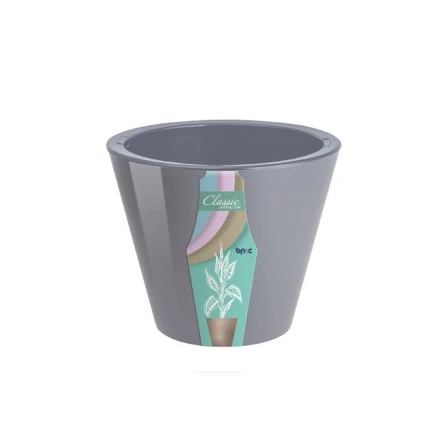 Кашпо 3л 16,5*19,5см пластик КЛАССИКА серый жемчуг (16)
