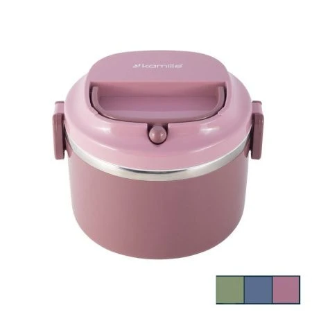 Ланч-бокс 1л нерж.колба, пласт.корпус голубой/салатовый, арт.2135 (48)