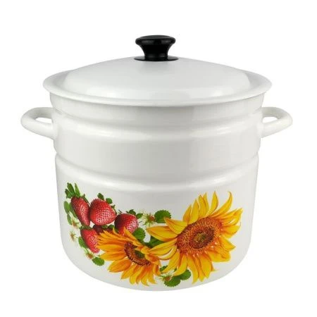 Кастрюля 10л эмаль белая с рис. цилиндрическая борт. 41804-222/6-У (2)