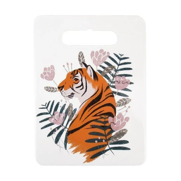 Подставка под горячее с пробкой 15*20*0,5см керамика Тигр в тропиках подар.уп. (48)