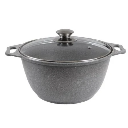 Кастрюля 3л алюминий АП стекл.крышка светлый мрамор (3)