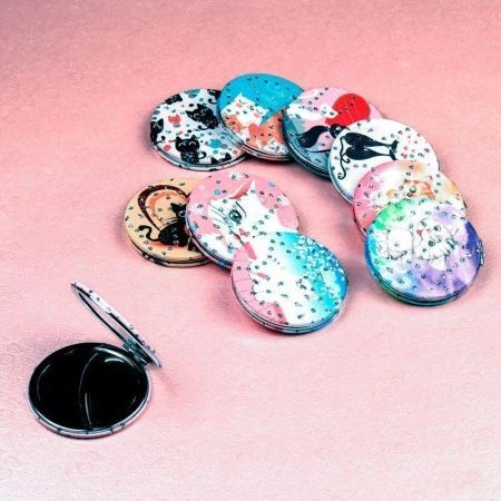 Зеркало карманное 7см кожзам/стразы GT358 (50/300)