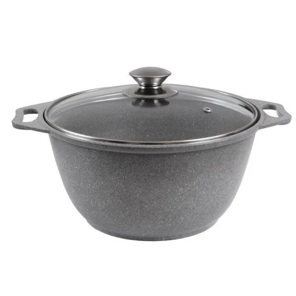 Кастрюля 3л алюминий АП стекл.крышка светлый мрамор (3)