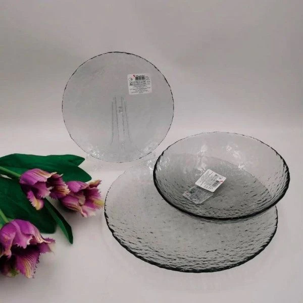 Тарелки мелкие набор 18пр (d190мм, 190мм, 240мм) стекло ГРЕЙ (1)