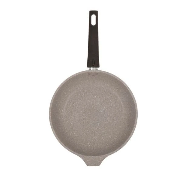 Сковорода 26см h6см алюминий АП со съемной ручкой стекл.крышкой светлый мрамор (4)