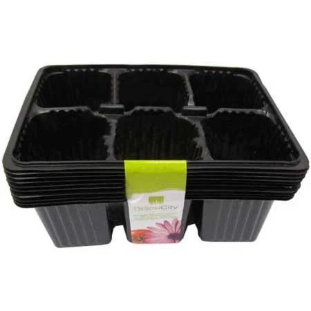 Кассета для рассады (набор 10шт) пластик 6 ячеек черный 18*14*6см (50)