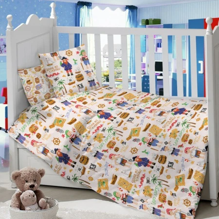 КПБ детский сатин 100%хлопок Lime Time BABY TIME (простыня на резинке, нав.40*60) рис. Пираты
