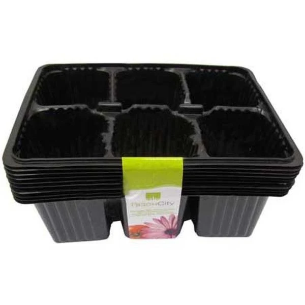 Кассета для рассады (набор 10шт) пластик 6 ячеек черный 18*14*6см (50)