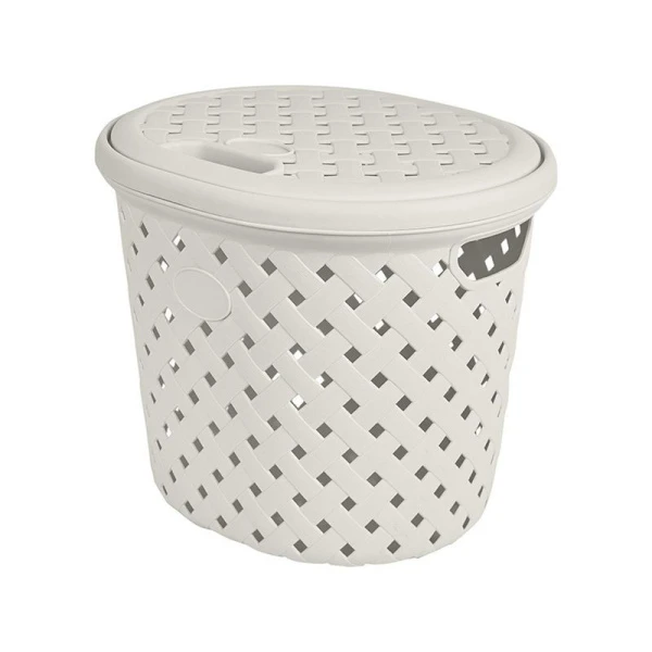 Корзина для белья 14л 325*280*280мм пластик Rattan молочный туман (10) Корзина для белья 14л 325*280*280мм пластик Rattan молочный туман (10)