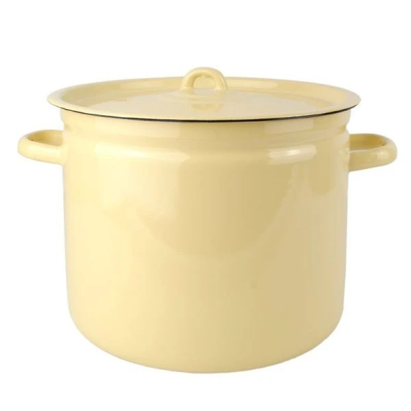 Кастрюля 9л эмаль без рисунка кремовая цилиндрическая С-1621/Км (4)