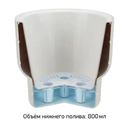 Кашпо 3,7л 220мм пластик КАРЕ со вставкой кремовый (9)