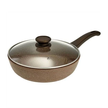 Сковорода 26см алюминий АП 4-х слойное бронзовая крошка АЛТАЙ стекл.крышка ручка soft-touch (4) ВЫВОД