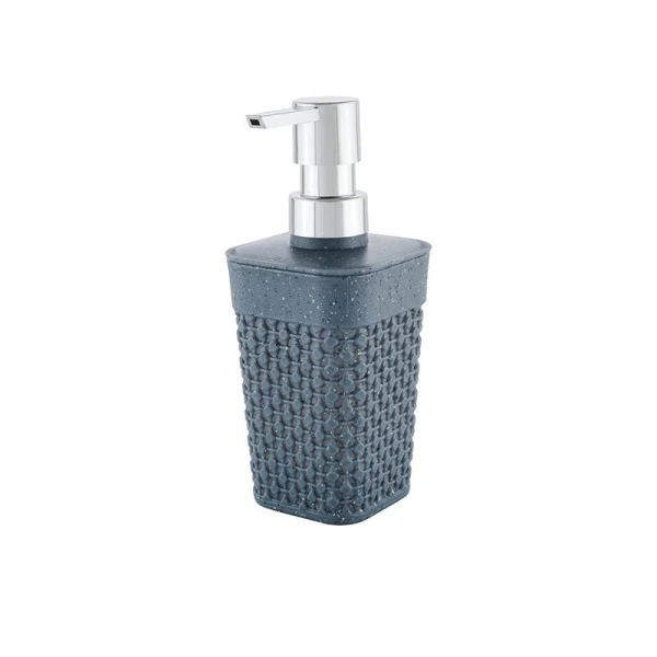 Дозатор для жидкого мыла 400мл 7,5*7,5*17,8см пластик Stone темный камень (16)
