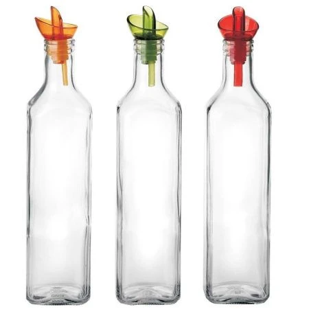 Бутылка для масла 0,5л стекло/пластик HEREVIN в ассортименте (24)