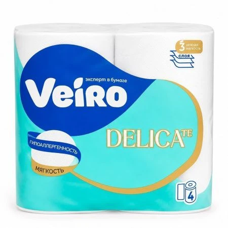 Бумага туалетная 4шт 17,5м VEIRO ELITE 3-х слойная (10)