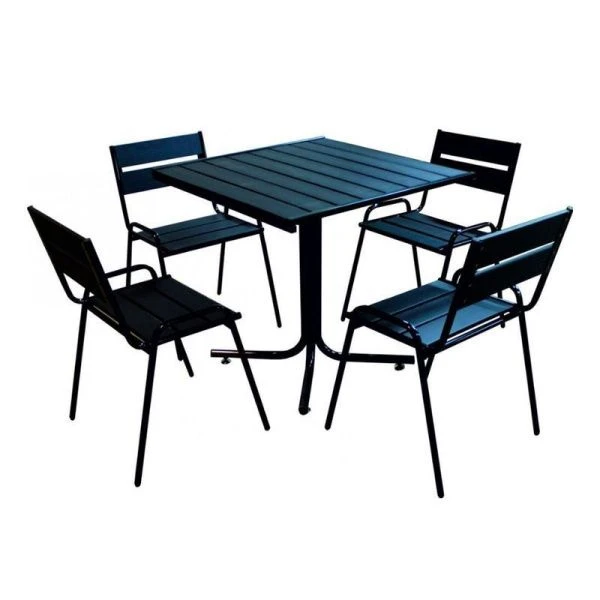 Набор мебели (4 кресла, стол 78,6*78,6см) полимер.доска Фьюжн2 черный арт.С7.00.03;П7.12.00 (1)