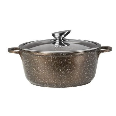 Кастрюля 7,3л алюминий АП мраморное Rio Choco стекл.крышка 30см h12,5см капс.индукц.дно LR02-207 (2)