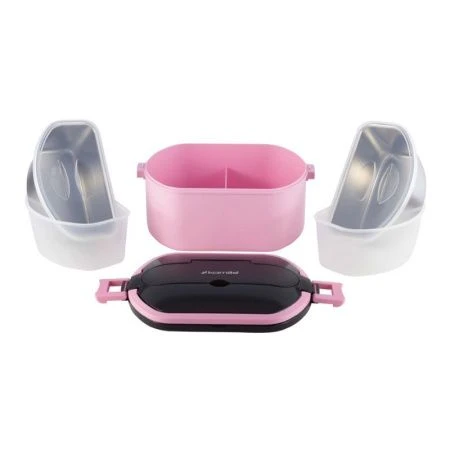 Ланч-бокс 2-х секционный 750мл нерж.сталь/пластик зеленый, розовый, арт. 2138 (50)