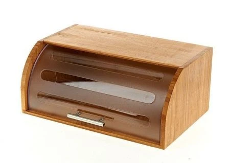 яяяХлебница с пластиковой крышкой 40,5*27*17см 10500мл (бамбук обработанный) (подар.уп.)