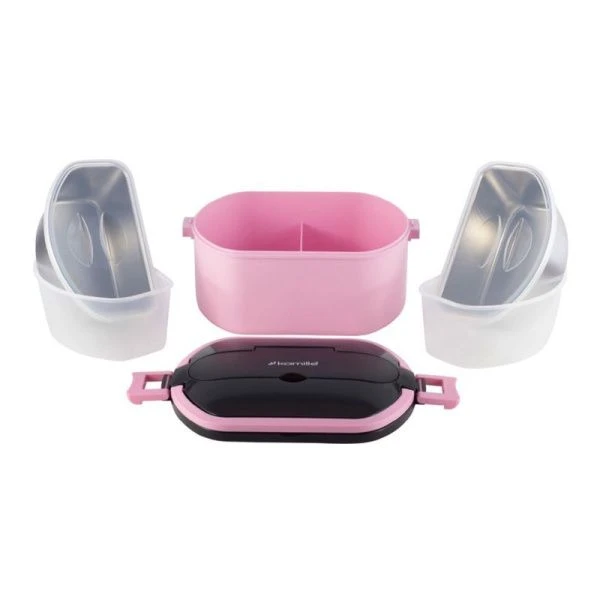 Ланч-бокс 2-х секционный 750мл нерж.сталь/пластик зеленый, розовый, арт. 2138 (50)